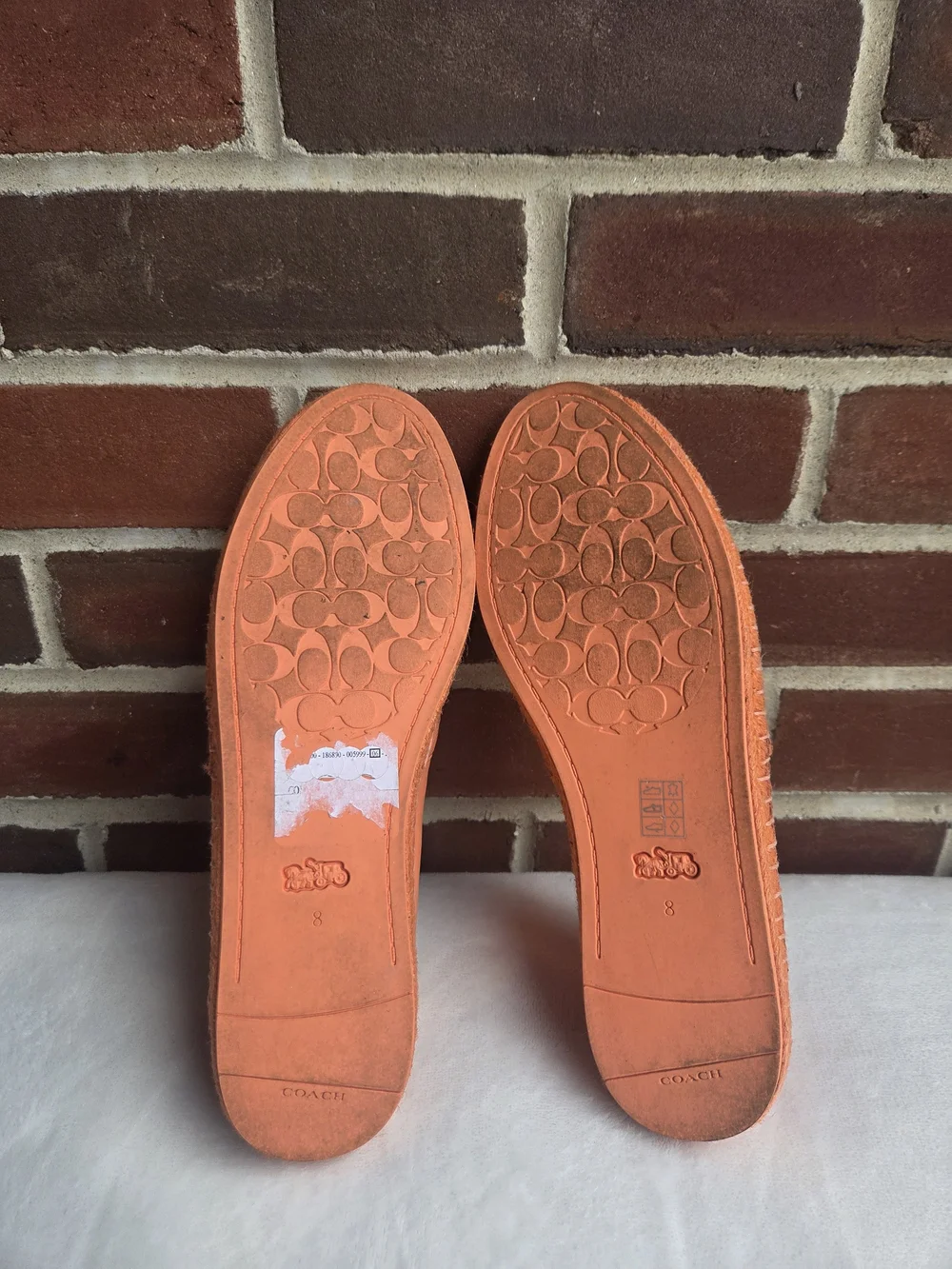 Coach Carley Tangerine Leather Signature Espadrille Flats Women’s US 8
